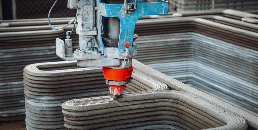 3D printing concrete walls for commercial building